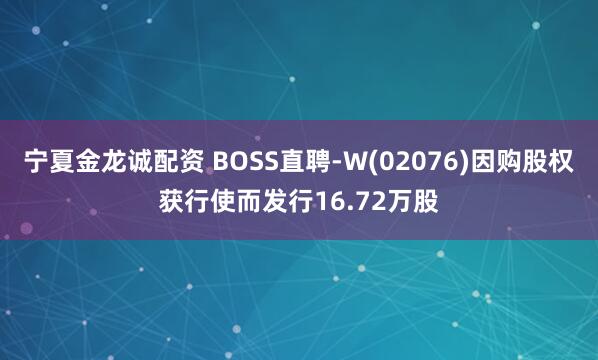 宁夏金龙诚配资 BOSS直聘-W(02076)因购股权获行使而发行16.72万股